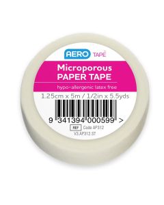 Aerotape White Microporous Paper Tape 1.25cm x 5M (each)