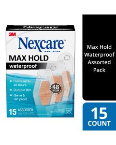 Nexcare Max Hold Waterproof Strips Assorted 15 Pack