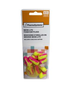 Pharma Systems Ear Plugs Neon Colour Foam 12 Pack