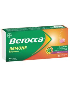 Berocca Immune Daily Defence Vitamin C, D and Zinc, Blackcurrant Flavoured Effervescent Tablets 30 Pack