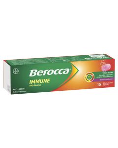 Berocca Immune Daily Defence Vitamin C, D and Zinc, Blackcurrant Flavoured Effervescent Tablets 15 Pack