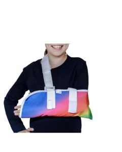 Crazy Casts Children's Arm Sling with optional Immobiliser Strap - Rainbow Design, size small