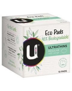 U by Kotex Eco Pads Ultrathins Regular With Wings 10 Pack