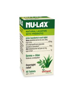 Nulax Natural Laxative Tablets With Prebiotic Senna + Aloe 40 Tablets