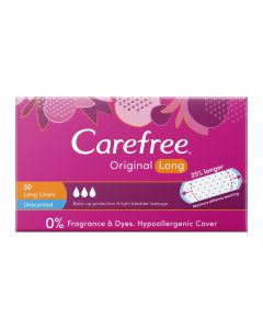 Carefree Original Unscented Long Panty Liners 30 Pack