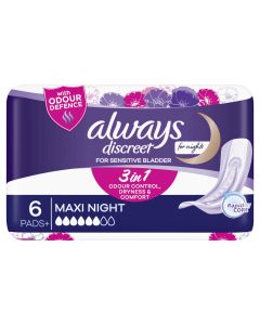 Always Discreet For Sensitive Bladder Maxi Night 6 Pads