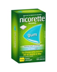 Nicorette Quit Smoking Extra Strength Nicotine Gum Icy Mint 105 Pack