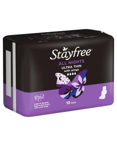 Stayfree Ultra Thin All Nights With Wings 10 Pads