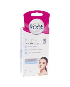 Veet Pure Cold Wax Strips for Face 20 Pack