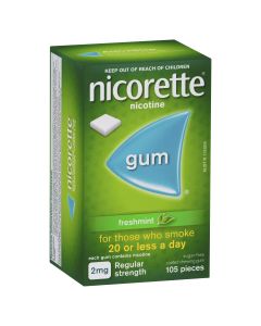 Nicorette Quit Smoking Regular Strength Nicotine Gum Freshmint 105 Pack