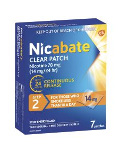 Nicabate Clear Patch Stop Smoking Transdermal Nicotine Patch 14mg 7 Pack