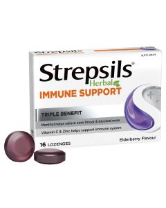 Strepsils Herbal Immune Support Elderberry Echinacea 16 Lozenges