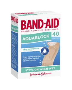 Band-Aid Waterproof Aquablock Sterile Strips 40 Pack